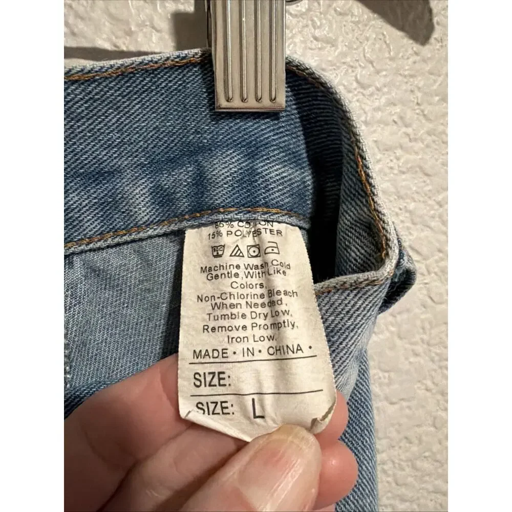 Boutique Denim Blue Jean Maxi Skirt Y2K 90s Grunge Western Country Button Up L
